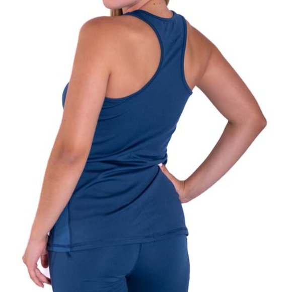 Racerback Mesh Detailed Blue Tank Top - Picture 5 of 6